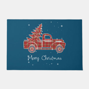 Merry Christmas Buffalo Truck Tree Red Plaid For M Doormat