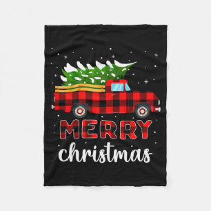 Merry Christmas Buffalo Truck Tree Red Plaid For M Fleece Blanket