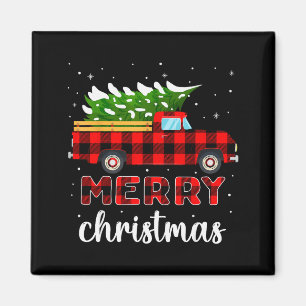 Merry Christmas Buffalo Truck Tree Red Plaid For M Magnet