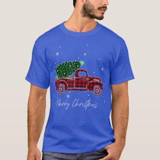 Merry Christmas Buffalo Truck Tree Red Plaid For M T-Shirt
