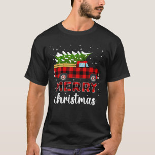 Merry Christmas Buffalo Truck Tree Red Plaid For T-Shirt