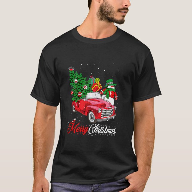 Merry Christmas Buffalo Truck Tree Red Plaid Men T-Shirt (Front)