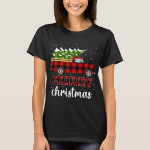 Merry Christmas Buffalo Truck Tree Red Plaid T-Shirt