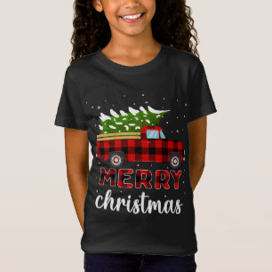 Merry Christmas Buffalo Truck Tree Red Plaid T-Shirt