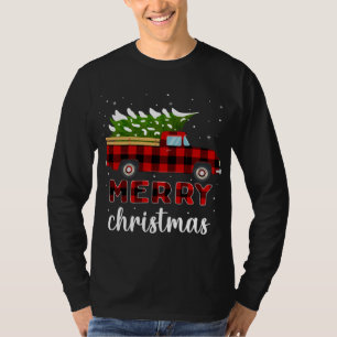 Merry Christmas Buffalo Truck Tree Red Plaid T-Shirt