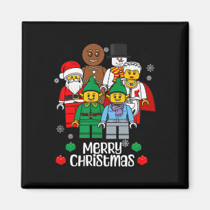 Merry Christmas Building Bricks Santa Elf Snowman  Magnet