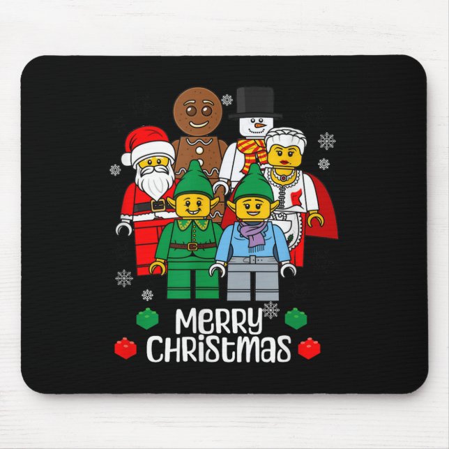 Merry Christmas Building Bricks Santa Elf Snowman  Mouse Mat (Front)
