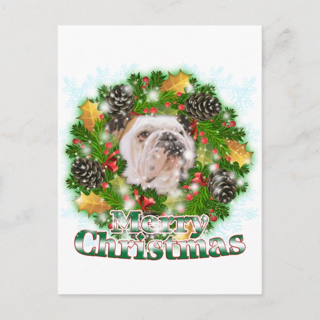 Merry Christmas Bulldog Holiday Postcard (Front)
