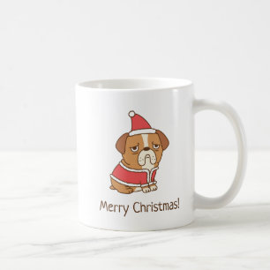 Merry Christmas Bulldog Santa Claus coffee mug