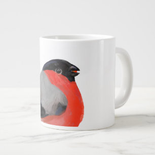 Merry christmas, Bullfinch in winter day  Large Coffee Mug