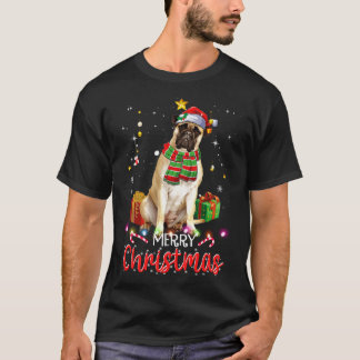 Merry Christmas Bullmastiff Santa Hat Tree Lights  T-Shirt