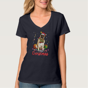 Merry Christmas Bullmastiff Santa Hat Tree Lights T-Shirt