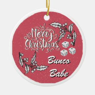 Merry Christmas Bunco Babe Ceramic Tree Decoration