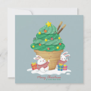 Merry Christmas: Bunnies & Ice Cream Holiday Card