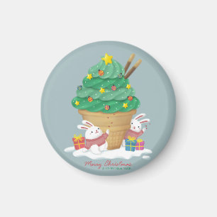 Merry Christmas: Bunnies & Ice Cream Magnet