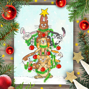 Merry Christmas Bunnies Postcard