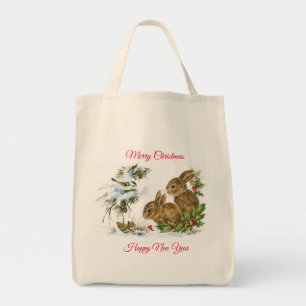 Merry Christmas Bunnies Tote Bag