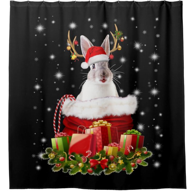 Merry Christmas Bunny Gift For Bunny Lover Shower Curtain (Front)