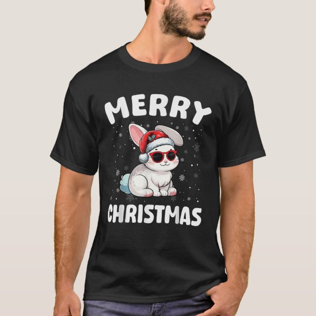 Merry Christmas Bunny Merry Xmas Funny Boy Girl Ki T-Shirt (Front)
