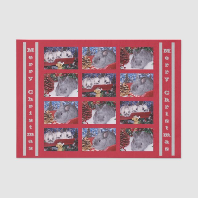 Merry Christmas Bunny Rabbit Tissue Paper (Front)