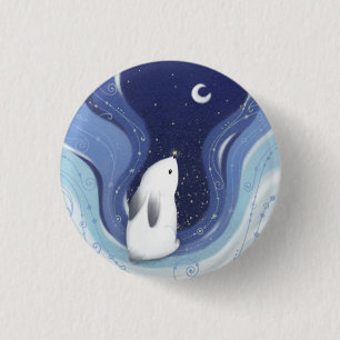 Merry Christmas: Bunny, the Moon & Stars 3 Cm Round Badge