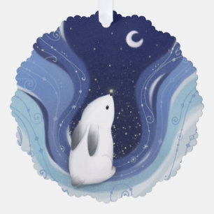 Merry Christmas: Bunny, the Moon & Stars Tree Decoration Card