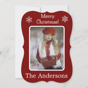 Merry Christmas Burgundy Add Photo Holiday Card