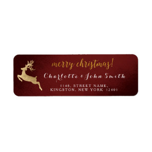 Merry Christmas Burgundy Bordeaux Gold Reindeer