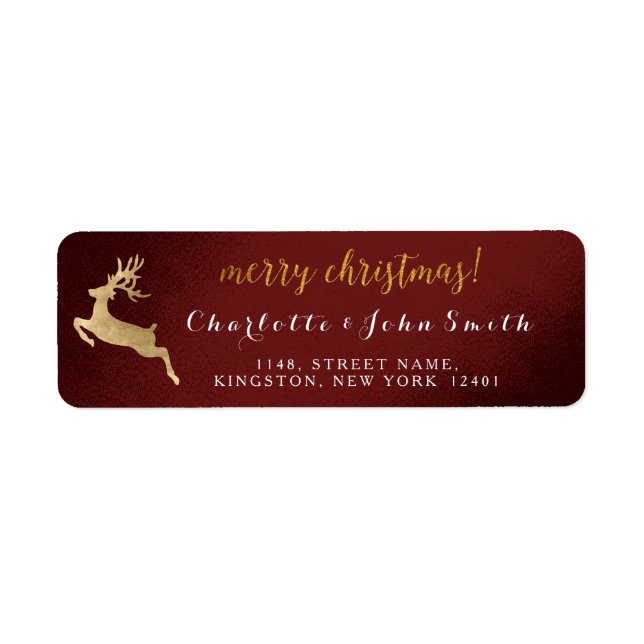 Merry Christmas Burgundy Bordeaux Gold Reindeer (Front)
