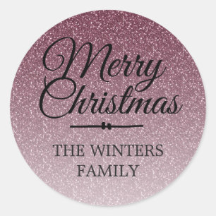 Merry Christmas Burgundy Glitter Envelope Seal