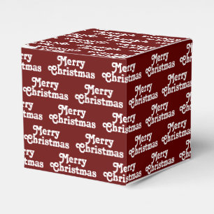 Merry Christmas burgundy maroon typography pattern Favour Box
