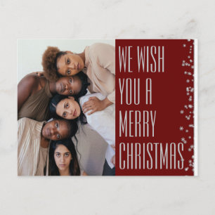 Merry Christmas Burgundy Photo Holiday Postcard