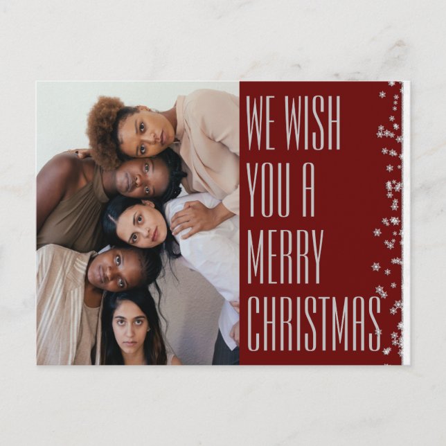 Merry Christmas Burgundy Photo Holiday Postcard (Front)