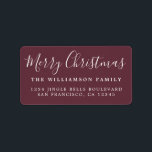 Merry Christmas Burgundy White Return Address Label<br><div class="desc">Add some extra cheer to your holiday cards and invitations with our festive Merry Christmas return address labels. This stylish Christmas design features 'Merry Christmas' in white handwritten chic script calligraphy on a burgundy background. Simply add your name and address. Exclusively designed for you by Happy Dolphin Studio. If you...</div>