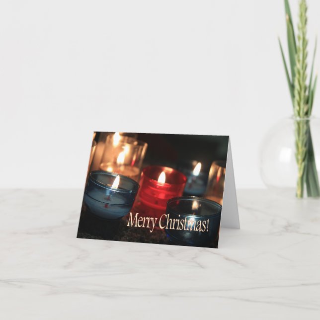 Merry Christmas  Burning candles christmas Holiday Card (Front)