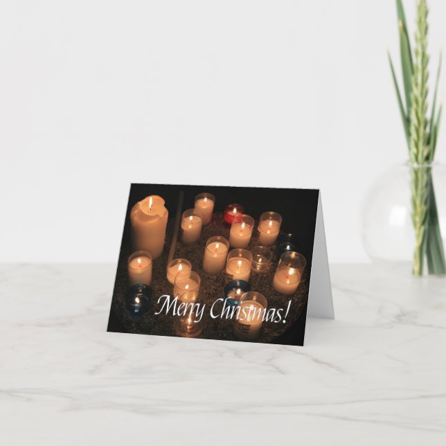 Merry Christmas  Burning candles christmas Holiday Card (Front)