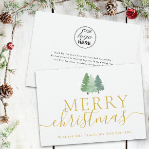 Merry Christmas Business logo Modern Fir Trees Holiday Card