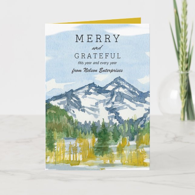 Merry Christmas Business Rocky Mountains Custom Card (Front)