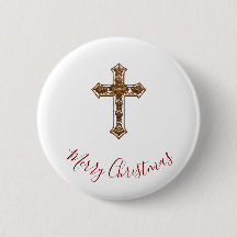 Merry Christmas Button - Cross