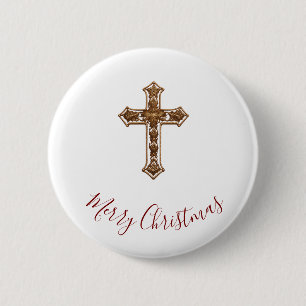Merry Christmas Button - Cross