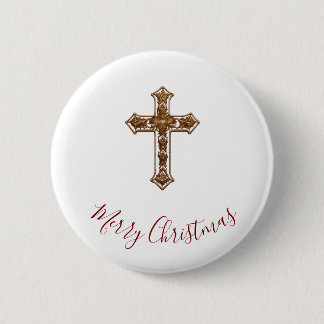 Merry Christmas Button - Cross