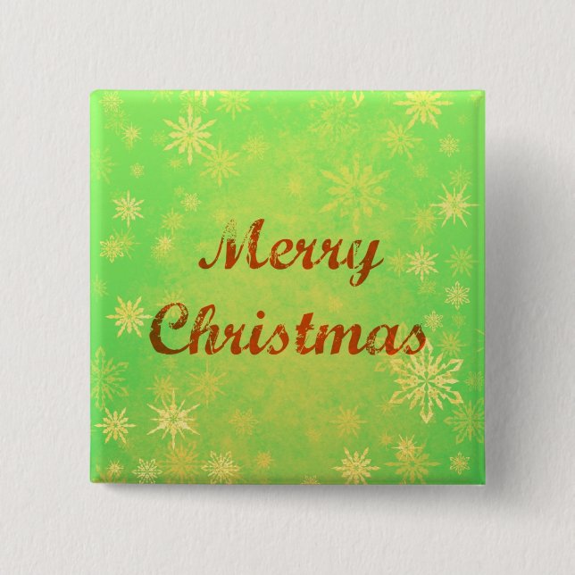 Merry Christmas Button - Festive Green Background (Front)