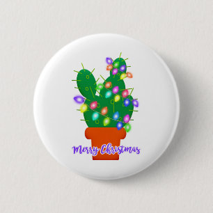 merry christmas cactus 6 cm round badge