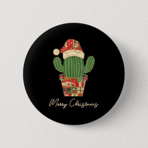 Merry Christmas Cactus Patchwork Quilt 6 Cm Round Badge