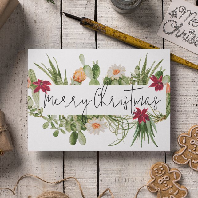 Merry Christmas Cactus Succulent Southwest  Holiday Card (Creator Uploaded)
