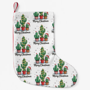 Merry Christmas Cactus Tree Festive Xmas Lights Small Christmas Stocking