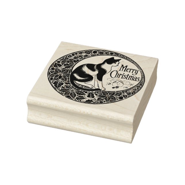 Merry Christmas Calico Cat                         Rubber Stamp (Stamp)