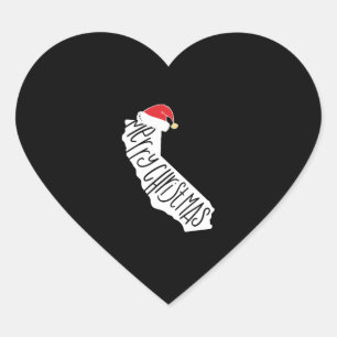 Merry Christmas California Heart Sticker