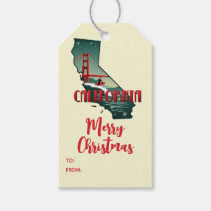 Merry Christmas California Retro Holiday Gift Tags
