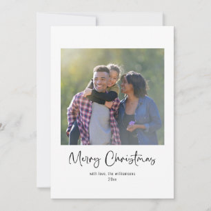 Merry Christmas Calligraphy Custom Message Photo Holiday Card